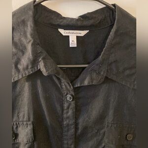 Croft & Barrow XL Black sheer cotton light weight button-up Blouse